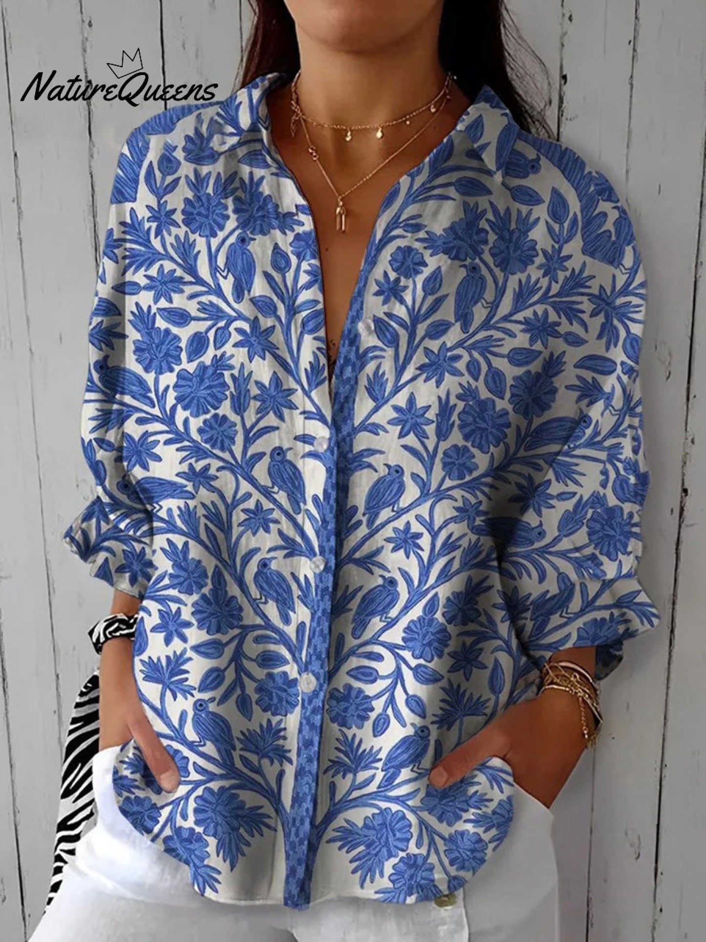 Zaira ™ | Camisa informal de lino con cuello en V