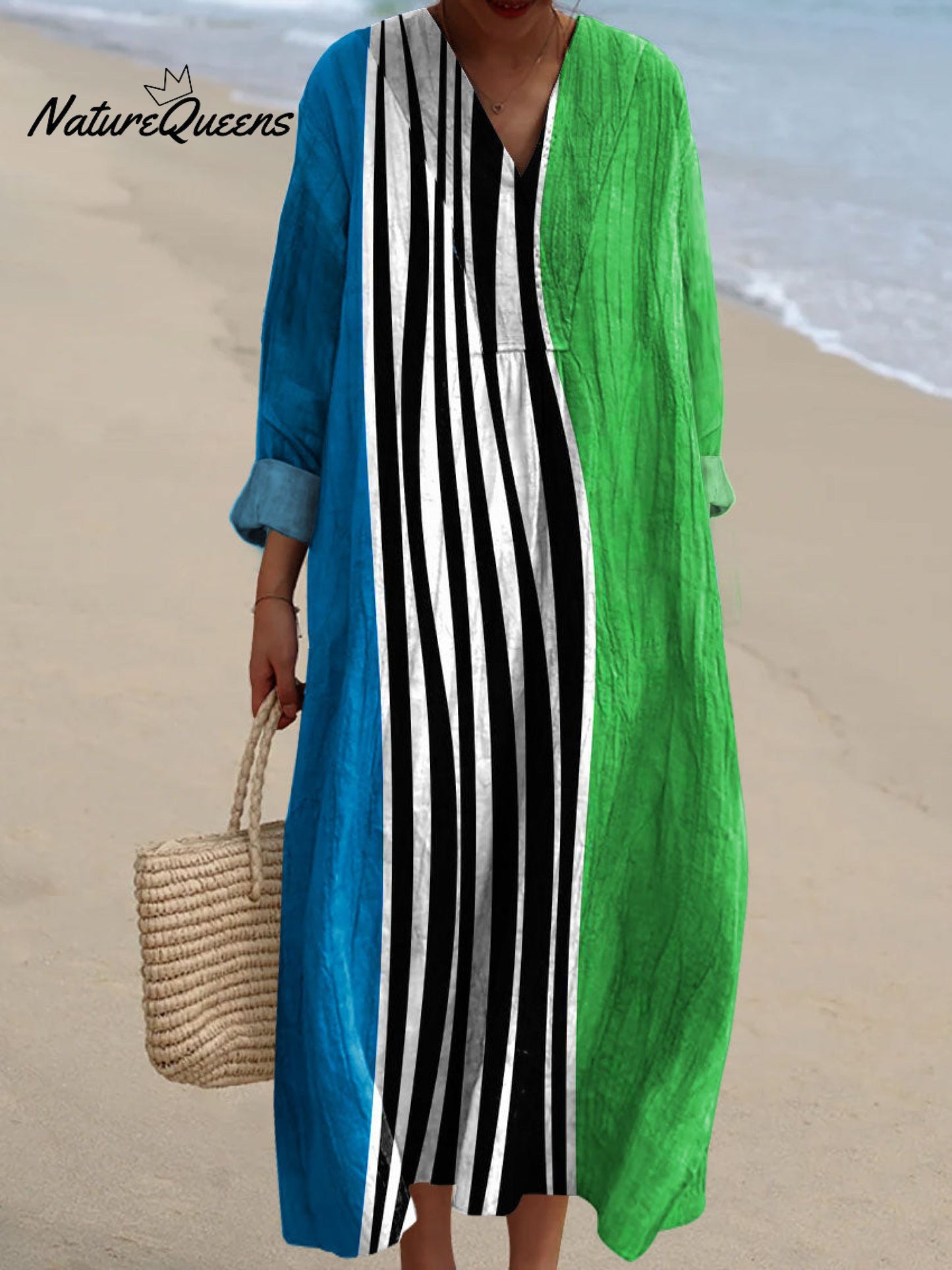 Zuri™ | Vestido con estampado artístico de rayas abstractas