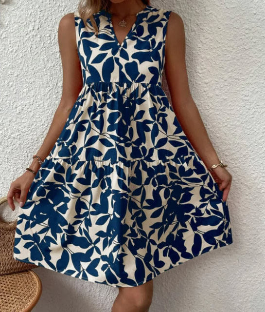 Gabriela™ | Vestido Cuello En V Estampado Floral