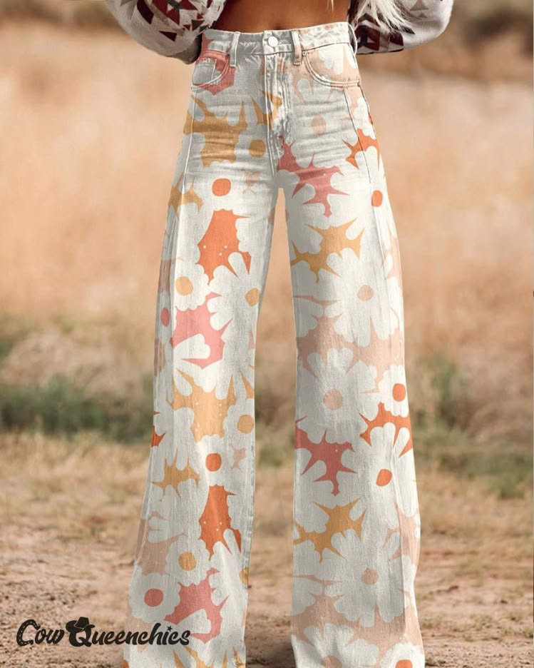 Daniela™ | Pantalones Vintage Con Estampado Floral