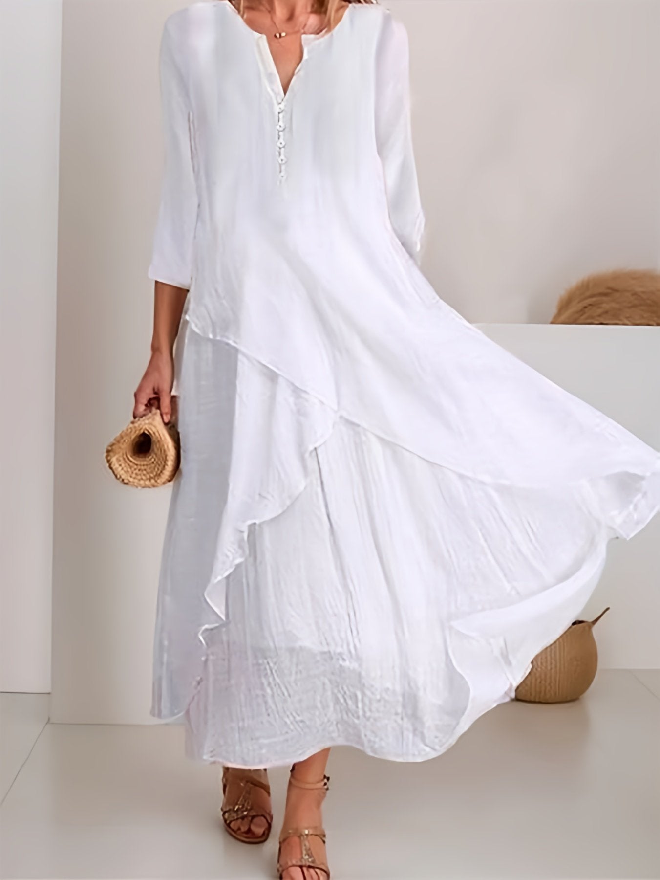Caterina™ | Vestido informal de color liso