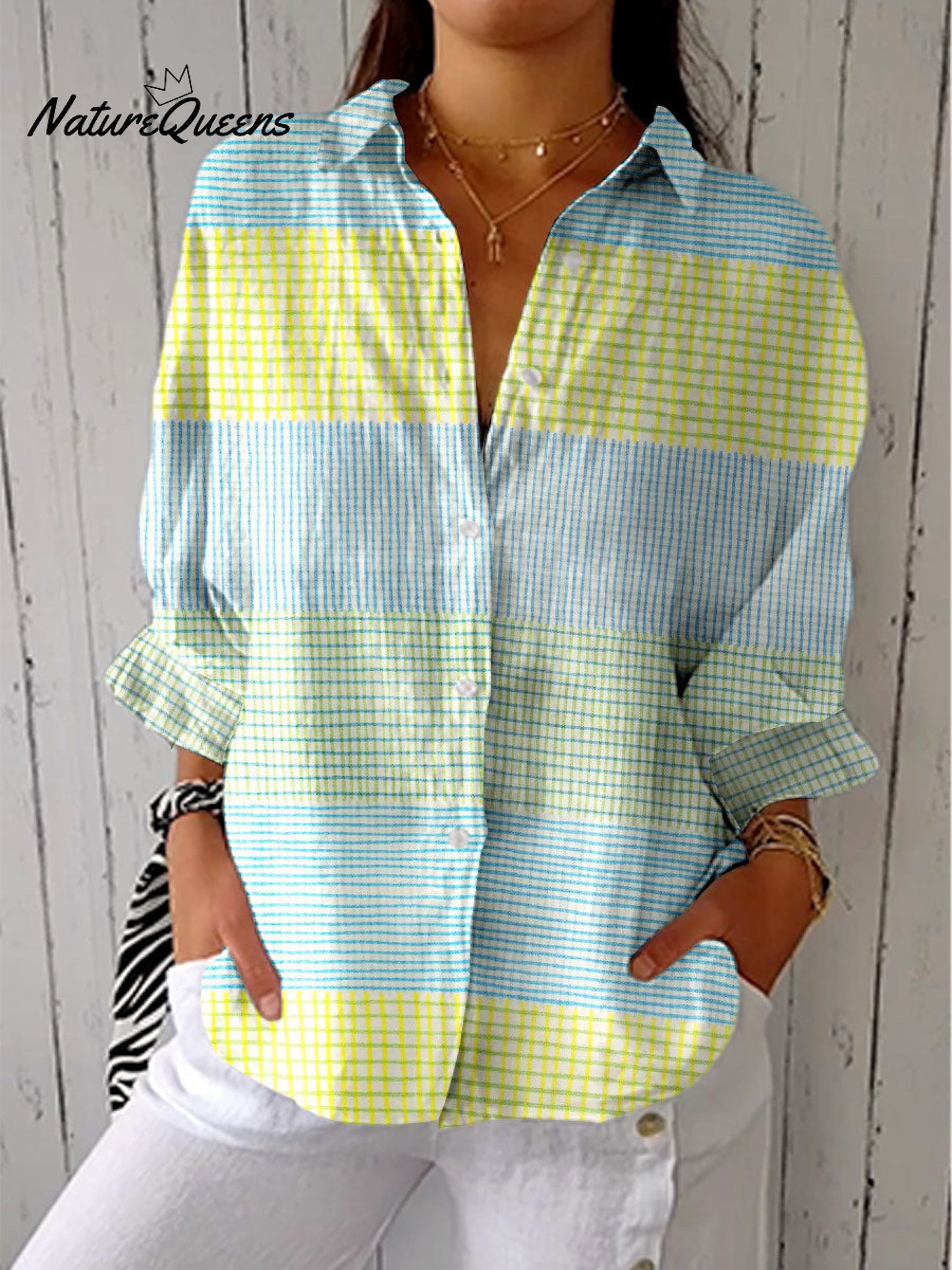 Fátima™ | Camisa informal de lino con cuello en V