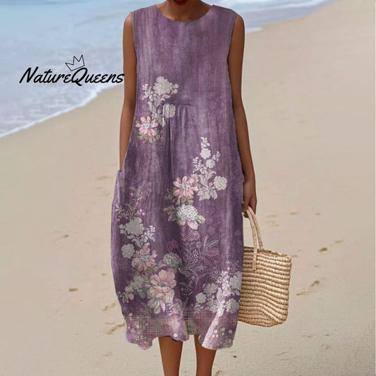 Águeda™ | Vestido cruzado de algodón con bolsillos y sin mangas