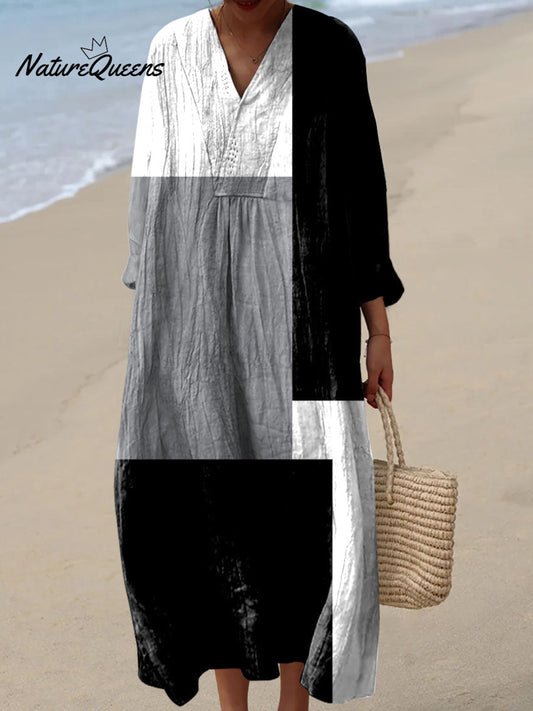 Leila™ | Vestido de algodón con estampado artístico geométrico