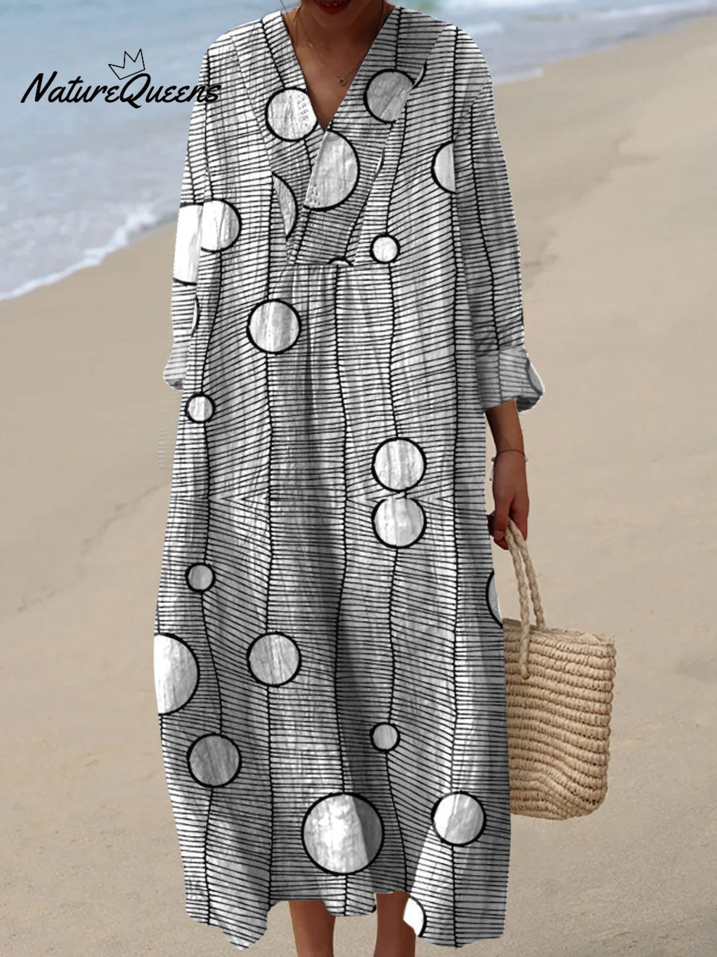 Selia ™ | Vestido de algodón con estampado geométrico vintage