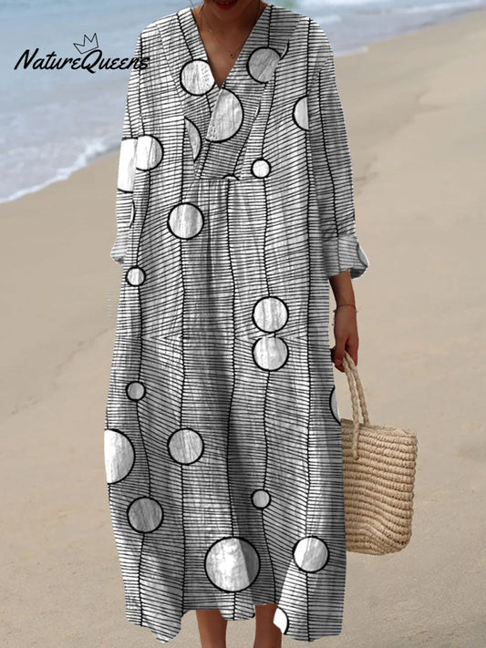 Selia ™ | Vestido de algodón con estampado geométrico vintage