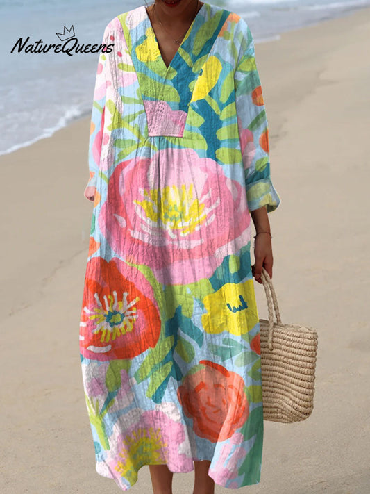 Nina™ | Vestido con estampado artístico de flores de acuarela