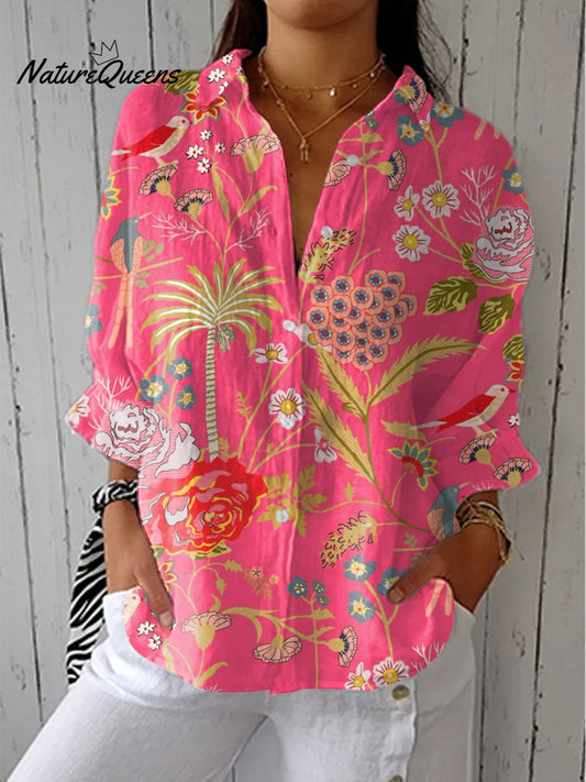 Violeta™ | Camisa informal de lino con cuello en V