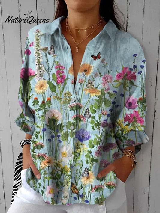Maya™ | Camisa informal de lino con cuello en V
