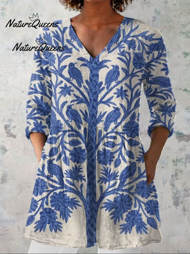 Alina™ | Blusa de lino con cuello en V