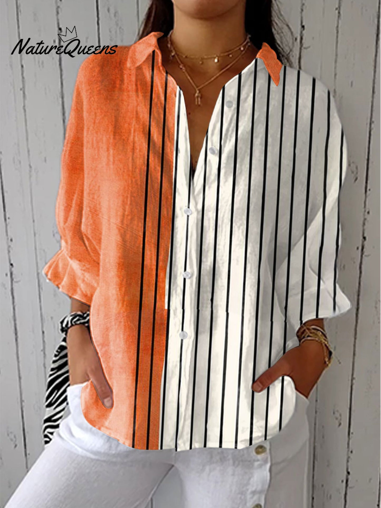 Valeria™ | Camisa informal de lino con cuello en V