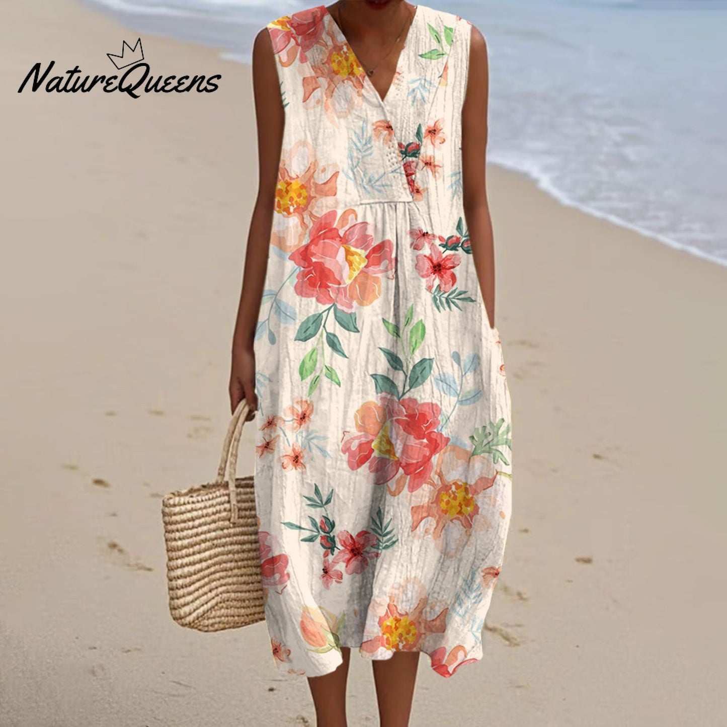 Saia™ | Vestido cruzado de algodón con cuello en V