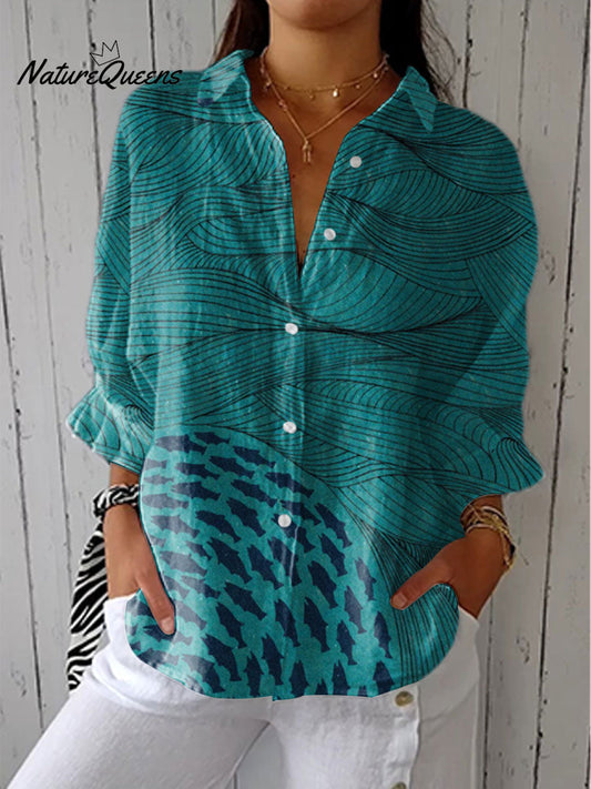 Marisol™ | Camisa informal de lino con cuello en V