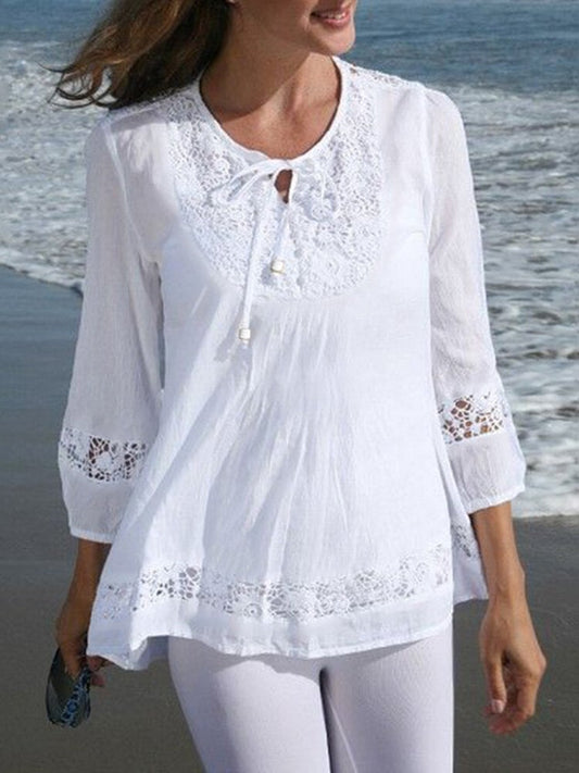 Dalila™ |  Camisa de algodón con lazo de encaje