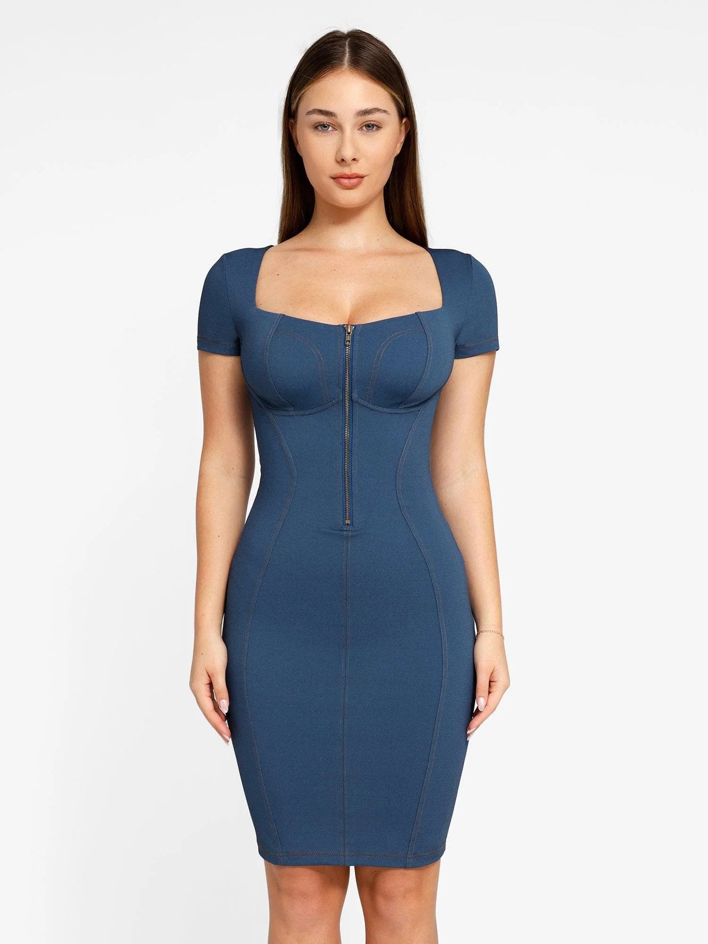 Alda™ | Vestido Midi De Mezclilla Moldeador