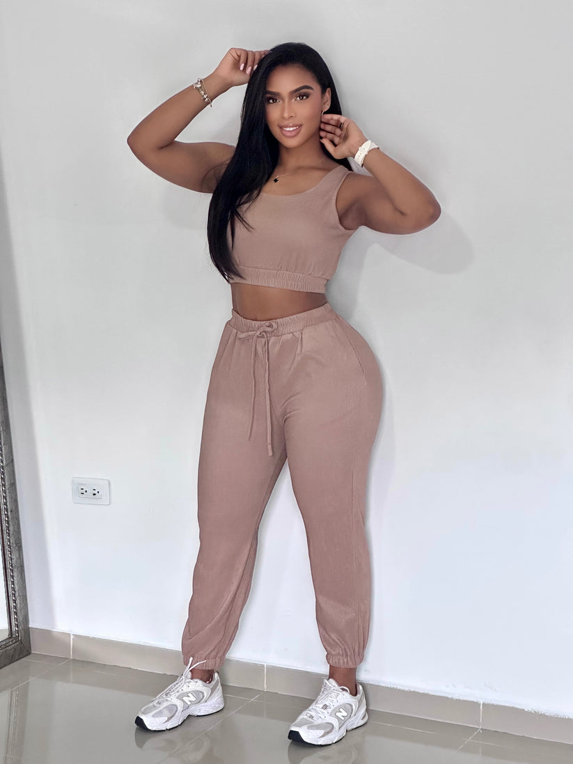 Berta™ | CONJUNTO RIB LARGO BLUSA BASICA SISA