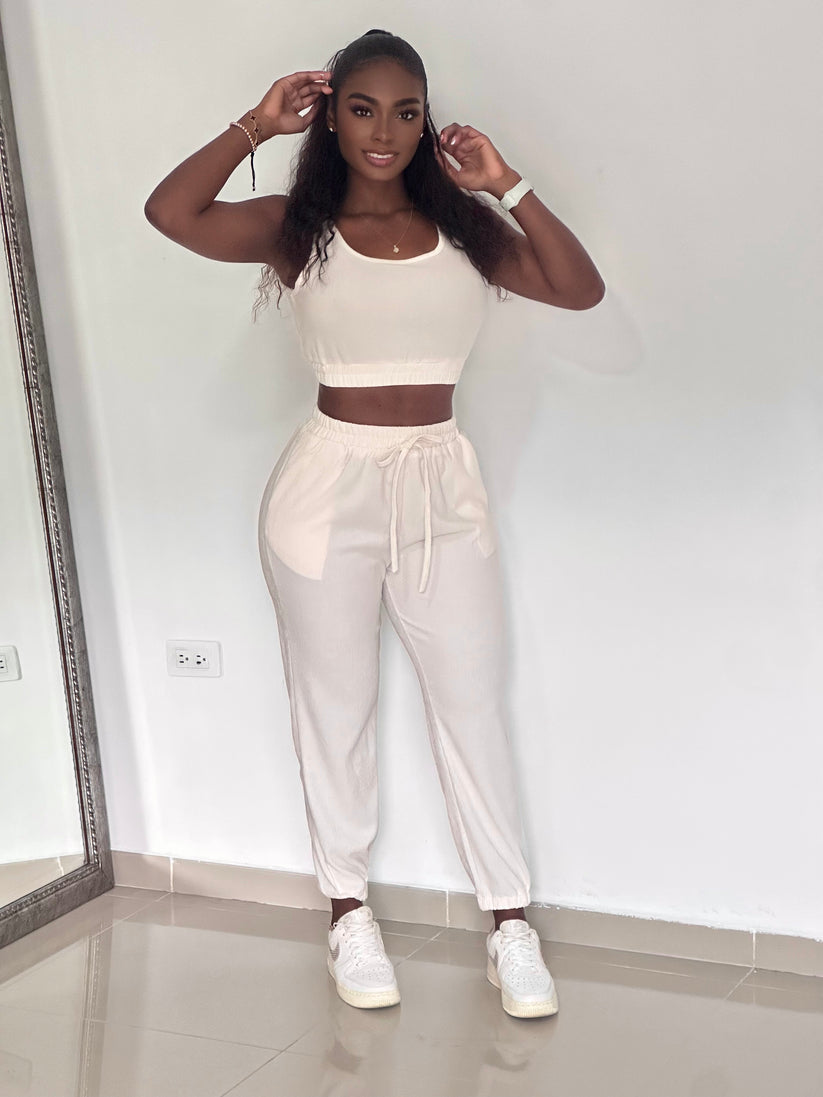 Berta™ | CONJUNTO RIB LARGO BLUSA BASICA SISA