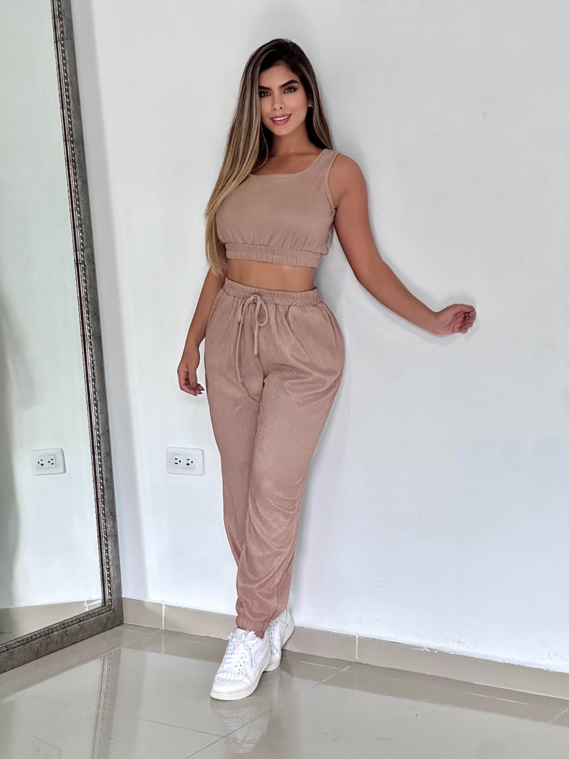 Berta™ | CONJUNTO RIB LARGO BLUSA BASICA SISA