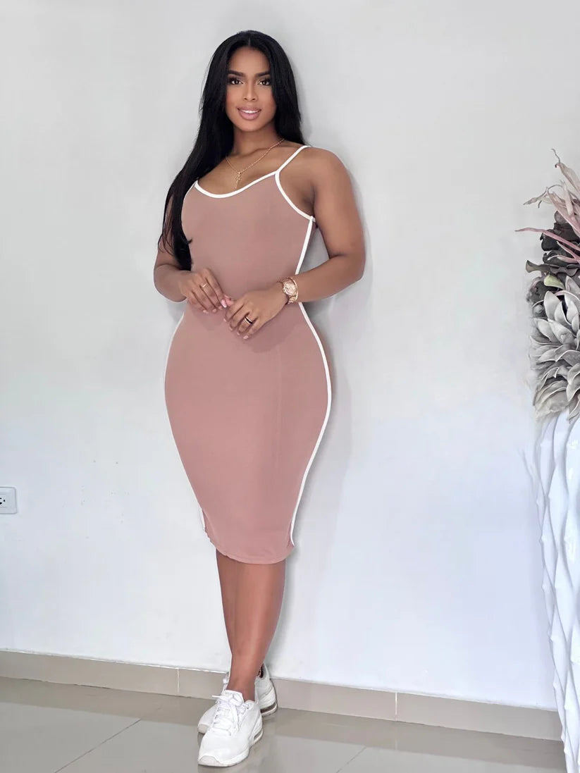 Mia™ | Vestido De Rib Largo Sesgo Blanco