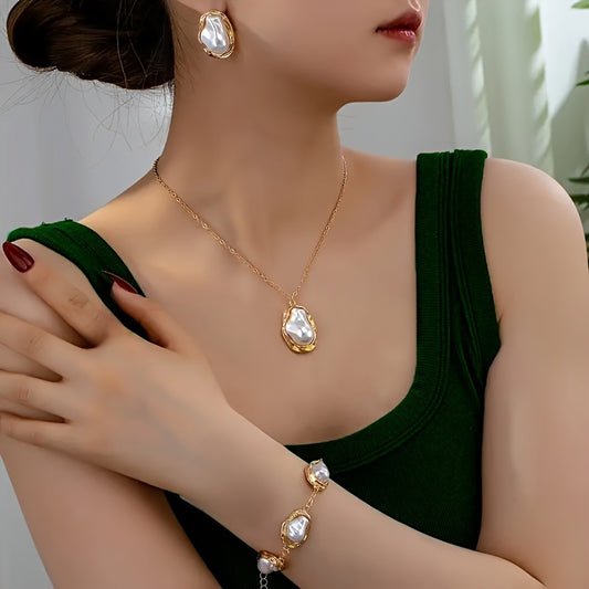 Set De Collar & Aretes De Metal Brutalista