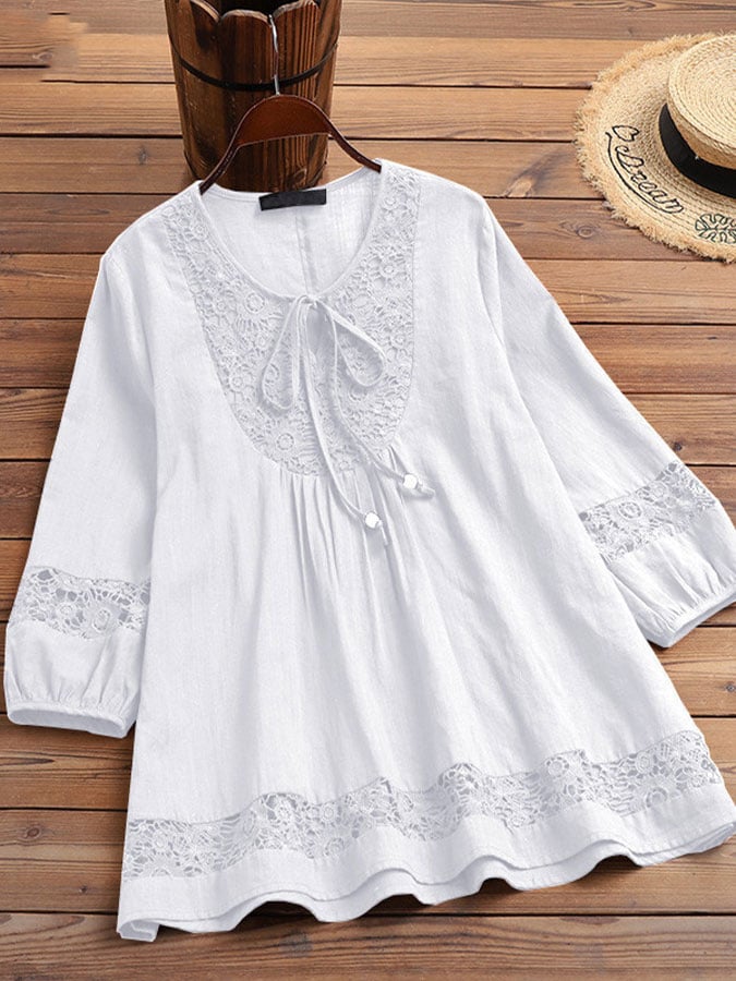 Dalila™ |  Camisa de algodón con lazo de encaje