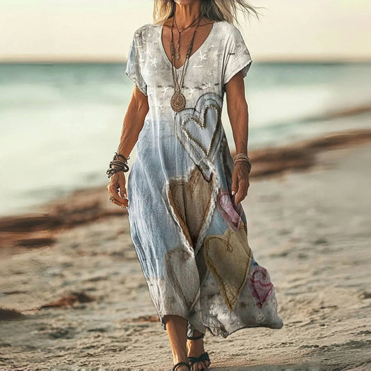 Gio™ | Vestido vintage con estampado de corazones
