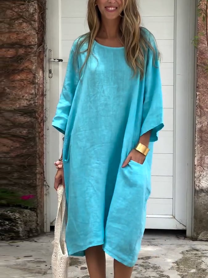 Elixe ™ | Vestido informal holgado de algodón y lino