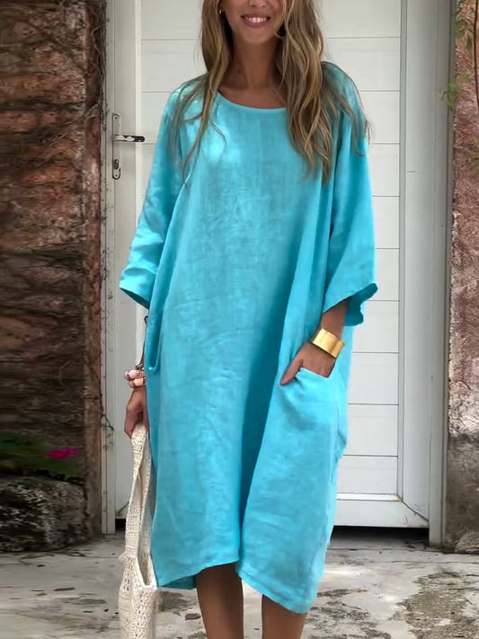 Elixe ™ | Vestido informal holgado de algodón y lino