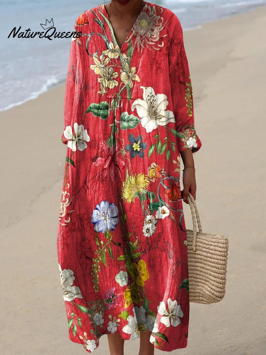 Elena ™ | Vestido vintage de algodón con estampado floral