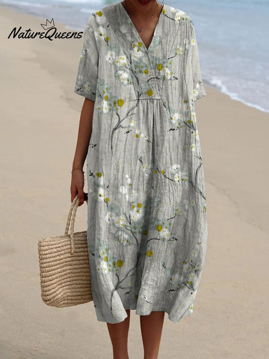 Elara ™ | Vestido casual fluido con estampado floral vintage