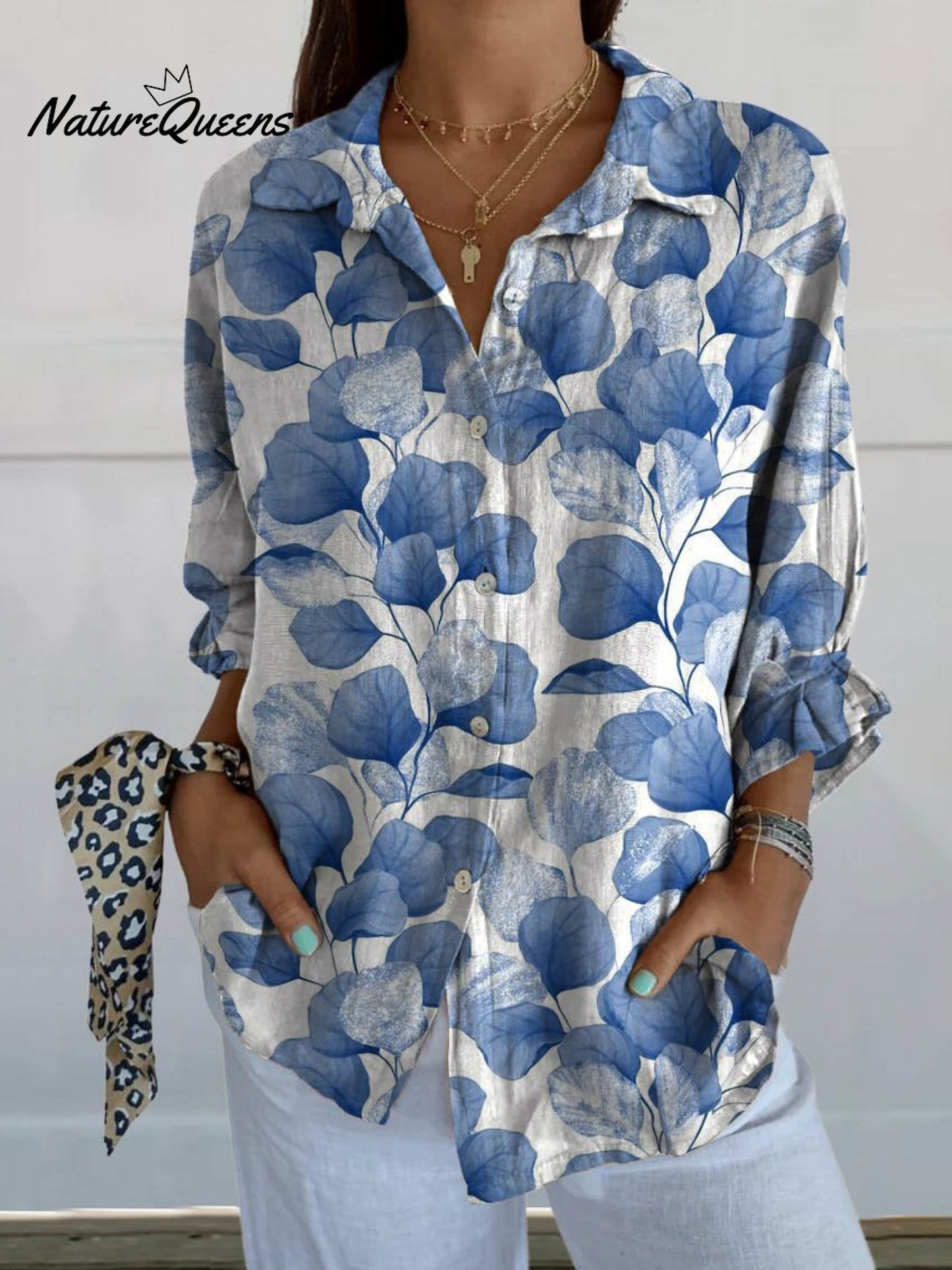 Zenobia™ | Camisa informal de lino con cuello en V