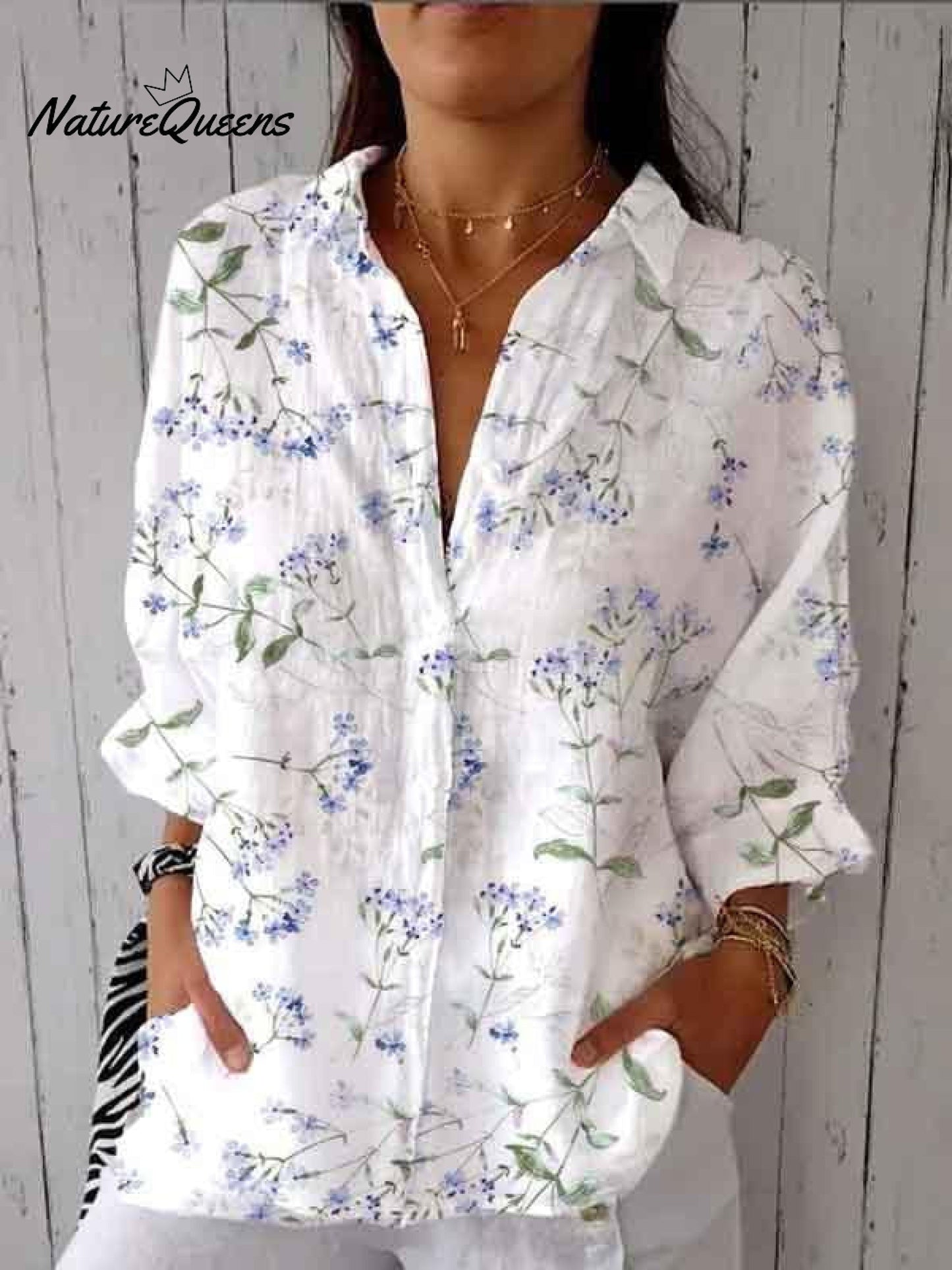 Telma™ | Camisa informal de lino con cuello en V
