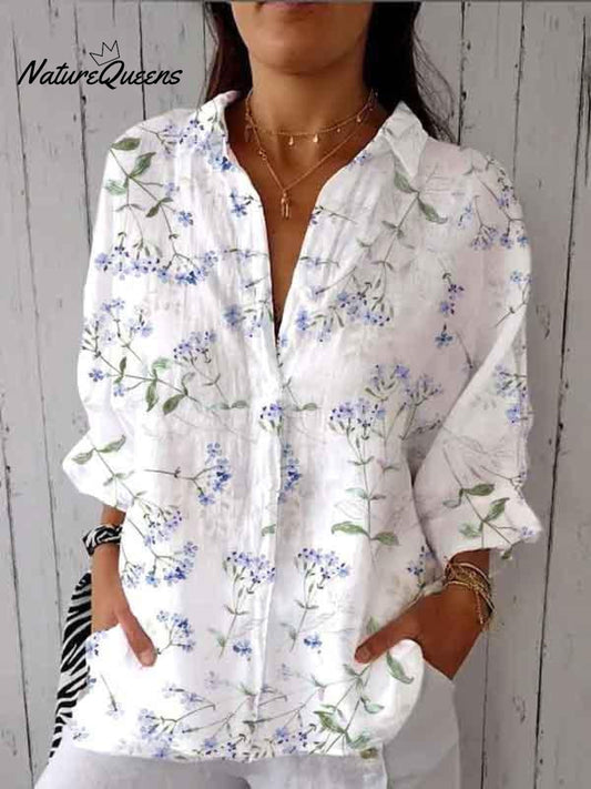 Telma™ | Camisa informal de lino con cuello en V