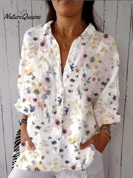 Nadia™ | Camisa informal de lino con cuello en V
