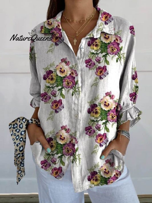 Lía™ | Camisa informal de lino con cuello en V