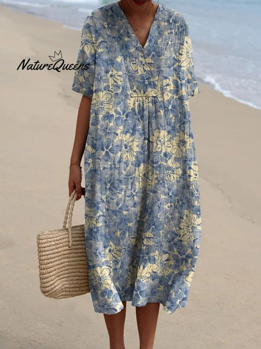 Nora™ | Vestido casual fluido con estampado floral retro