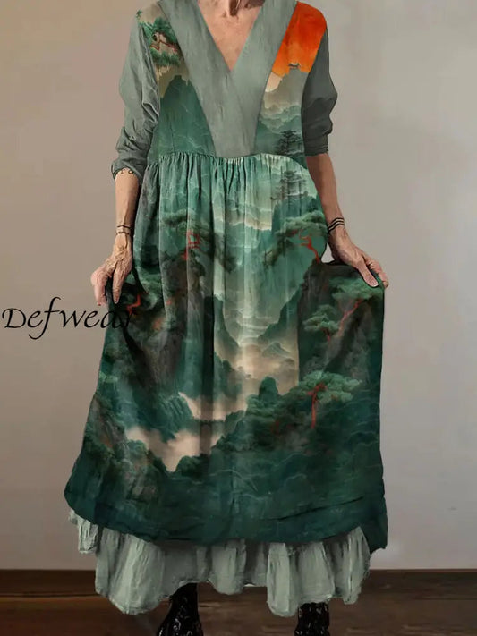 Magali™ | Vestido midi de algodón con cuello en V