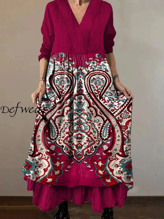 Virginia™ | Vestido midi de algodón con cuello en V