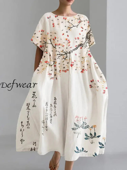 Lila™ | Vestidos casuales holgados de manga corta con estampado artístico