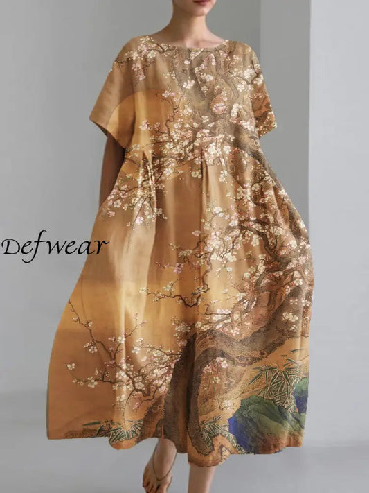 Grata™ | Vestidos casuales holgados de manga corta con estampado artístico