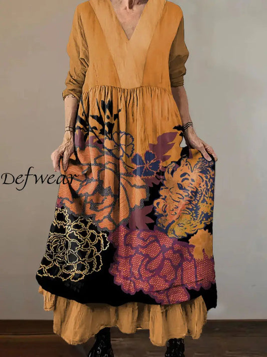 Kenya™ | Vestido midi de algodón con cuello en V