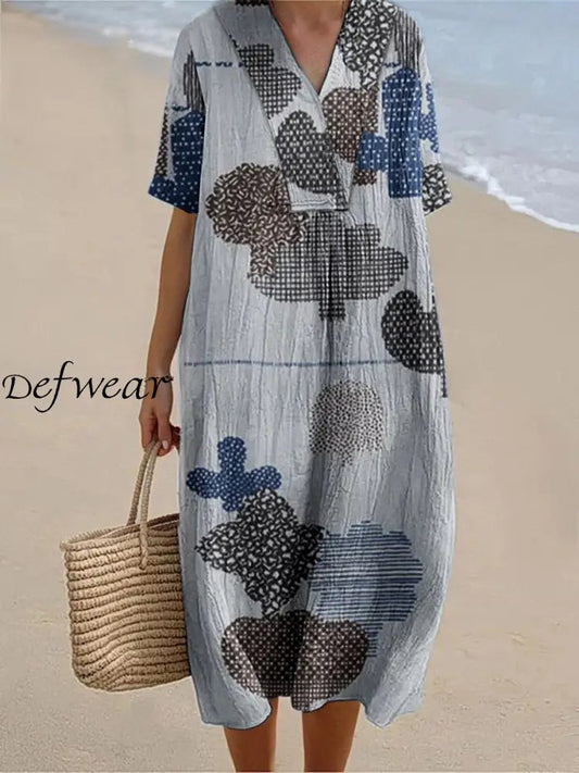 Donia™ | Vestidos de manga corta con estampados geométricos vintage